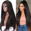 Light Yaki Straight 13x6 Lace Front Wigs Natural Color Glueless Synthetic T Part Wigs Heat Resistant Fiber Hair aLace frontal Wig