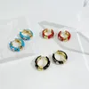 Hoop Huggie Peri'sbox 3 Färger Emamel Flower Earring For Women Vintage Delicate Floral Brass örhängen Boho Jewelryhoop
