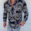 Mens Casual Shirt Rockabilly Modern Retro Bowling Vintage style Long sleeve Cotton print Hawaii Top Shirts Blouse