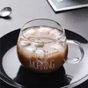 レタープリント透明なクリエイティブガラスコーヒーティーマグドリンクデザート朝食ミルクカップガラスマグカップハンドルドリンクウェア20220513 D3