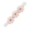 Bandeaux à fleurs de couleur unie pour bébés filles, accessoires de cheveux élastiques pour enfants en bas âge, couvre-chef en perles et cristal, décor pour nouveau-nés