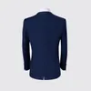 Męskie Garnitury Blazers Najnowsze Płaszcz Spodnie Worki Navy Blue Wedding dla Mężczyzn Marka Odzież Slim Fit Mens Formal Suit Kurtka + Spodnie Dwa kawałek