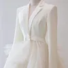 Sparkly A Line Wedding Dresses V Neckline Long Sleeves Bridal Gowns Split Side Train Tiered Tulle Women Suits Vestido De Novia