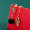 Dangle Chandelier Christmas Elk Bell Socks Ring Pendant Asymmetric Earrings Female Ins Party Gift DropDangle7789130