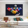 Blauwe biljarttafel met ballen poster canvas schilderij poster en print sport muur kunst moderne foto woonkamer decor cuadros