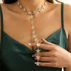 Luxo cheio strass cor ouro longo cadeia colar declaração de moda vintage cristal gargantilha gola elegante jóias