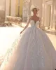 Gorgeous Wedding Dresse Ball Gown Long sleeve Backless 3D Applique V Neck Floor Length Lace Custom Made Pearl Vestidos De Novia