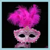 Maschera di piume Maschere della festa nuziale Maschere di travestimento veneziano Donna Lady Carnevale sexy Mardi Gras Costume G1171 Consegna di goccia 2021 Supplie festivo