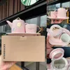 Starbucks Kiraz Çiçek Kupası Gradyan Pembe Kiraz Çiçeği Çiçek Çiçek Kupa Cam Saman Termos Kupa Pot Kapak Çantası