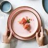 Блюда тарелки северно -золотой ободок керамический стейк западные блюда в Китае Домашнее творческое кулака фруктовая десертная посуда