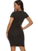 Vestidos casuais mulheres vestido corporcon preto branco contast color big raictie lady party para jantar elegante noite túnicas slim femme pacote hip tobe