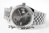 ZF ZF126334 ETA 2824 ZF2824 Automatisk herrklocka 41mm räfflad Bezel Grey Dial Green Roman Markers 904L rostfritt stålarmband Superversion Eternity Watches