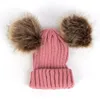 Baby Caps Jongens Hoeden Accessoires Peuter Kinderen Meisje Jongen Baby Baby Winter Warm Gehaakte Gebreide Muts Bontballen Beanie Cap GC1007