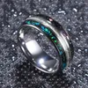 Wedding Rings Fashion 8MM Men Galaxy Tungsten Carbide Ring With Created-opal & Meteorite Inlay Men's Band Size 6-14Wedding Brit22