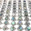 50pcs/lot Ocean Element Oval Abalone Shell Rings素敵な魚のデザインミックスサイズの小売