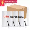 US CA Warehouse 25pcs/Carton 20oz Sublimation Tumblers Straight Blanks White 304 Stainless Steel Vacuum Insulated Slim DIY Cup Car Coffee Mugs Party Gifts