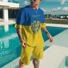 Est Men Thirt Sets Ukraina Flag Fash Tracksuit 2 -częściowy lato 3D Print Casual Shorts Sportswear Street Męskie ubrania 220708