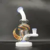 8.3In blå kräm ox horn hookahs glas bong dab rig heady rökning vattenrör 14.4mm skål