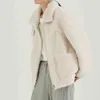 Qingwen päls kappa kvinnor vinter jacka mode fast färg komposit päls ull jacka kvinnlig manteau femme jaqueta feminina l220725