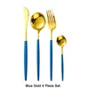 Dinnerware Sets 4Pcs/set Black Gold Cutlery Set 18/10 Stainless Steel Silverware Flatware Dinner Knife Fork Spoon DropDinnerware