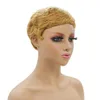 Медовый светловолосовый цвет короткий боб пикси порезанный парик с челкой волна Реми бразильские парики для волос для волос для чернокожих женщин, приготовленная