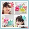 소녀 헤어 클립 어린이 액세서리 아이 공주 꽃 활 Korea Crown Barrettes 아기 소녀 헤어 월 C11099 드롭 배달 2021 아기 Ki