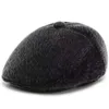 Beretten Warme wintermuts met earmuffs Retro Beret Solid Black Imitatie Mink Dikke voorkant Flat Head Dad Hatberetten