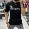 Summer Loose Men's T-shirts Bear Printing Hot Diamond Design Short Sleeve 2022 Ins Style Populära tees Merceriserad bomull Rund halskläder Topp Black White M-5XL