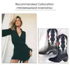 Buty damskie Bonjomarisa kobiece serce miłości do połowy łydki dla ślicznych kowbojek kowbojski masywny obcas moda w stylu Vintage Punk Western Boot 0709