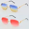 Nouveau designer diamant coupe lentille sans monture lunettes de soleil luxe métal femmes lunettes de soleil cadre 18 carats or UV400 lentille mâle et femelle taille adumbral: 60-20-140MM lunettes de soleil