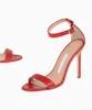 Kadınlar Lüks Markalar Tasarımcı Yüksek Topuklu Kavrama Çıplak Deri Sandal Metalik Ayak Bileği Kayışı Stiletto Yaz Sandalet Kutusu 35-43