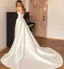 Two Pieces Mermaid Pleats Wedding Dresses Satin Removable Skirt Bride Party Gowns Sweetheart robe de mariage Plus Size