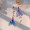 Baumeln Kronleuchter Neue Koreanische Glänzende Herz Kristall Tropfen Ohrringe Für Frauen Mode Shell Strass Boucle D'oreille Party Jeweley Geschenk
