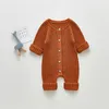 Citgeett automne solide infantile bébé filles garçons vêtements combinaisons tricots unique poitrine vêtements d'hiver vêtements 220525