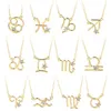 12 Sternzeichen Konstellationen Anhänger Halsketten für Frauen Männer Gold Farbe Legierung Symbol Halskette Mode Schmuck Geburtstag Geschenke