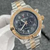 Mens Watch Grey face Japan VK Quartz movement Full working stopwatch 1884 Heavy satinless steel Designer Male wristwatch 46mm