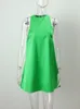 Zomer vrouwen vlek vestjurk solide o nek mouwloze feestclub mini grote swing casual losse zonsondergang Vestidos 220629