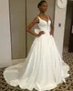 2023 robes de mariée simples une ligne col en V sexy avec nœud ceinture princesse robes de mariée grande taille