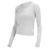 Lu's High Elastics Yoga Long Sleeve Breathable T shirts Workout Push-up Gym t Shirt Quick Dry Fitness Tees 2023