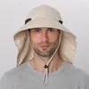 여름 태양 모자 남성 여성 면화 목 플랩 야외 UV 보호 대형 넓은 가음 하이킹 낚시 사파리 버킷 220513