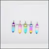 Charms Risultati dei gioielli Componenti Colori Hexagon Prism Pendenti Crystal Clear Chakra Gem Stone Fit Earrin Dhfjq