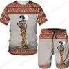 Men's Tracksuits Man Summer Short Sleeve Africa Print Tees/Shorts/Suits Folk-custom T Shirt Shorts Tracksuit Set African Clothes for Men Oversize 220826