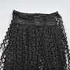 Extensions de cheveux humains brésiliens remy couleur noire crépus bouclés clipins 120g ensemble clip dans les cheveux