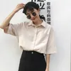 Blouses pour femmes Chemises Blouse Femmes Summer Summer Short Retro Étudiants Streetwear BF Couple de style coréen blanc Chic Single Basic Basic