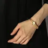 손목 시계 구리 24K 골드 도금 2022 디자인 여성 시계 일본 절묘한 복고풍 소형 다이얼 고급 간단한 방수 작가 시계