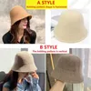 Panama Warm Womens Bucket Teens kände ull för tjej Sautumn och Winter Fashion Fur Black Hip Hop Hat Cap 220727