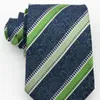 Bow Ties Men's gestreepte stropdas 100% zijde Paisley Green Wit Jacquard Party Wedding Woven Fashion Designers Ntransebowbow