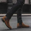 Bottes 2022 Duke hommes Chelsea talon épais mode cheville mâle bout rond sans lacet court concis solide chaussures de marche homme 220811