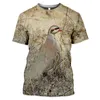 T-shirt da uomo Caccia pernice uccello 3D Stampa Harajuku T-shirt Moda estiva Casual Chukar Manica corta Streetwear XS-5XL