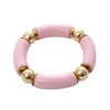 Colorful Acrylic Beads Elastic Charm Bracelets Bangles For Women Gold Color Thick Curved Cuff Resin Beaded Bracelet Summer Beach Jewelry